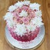 Flower - 4 Layer Ombre Swirl Roses with Fresh Flowers cake (D, V)